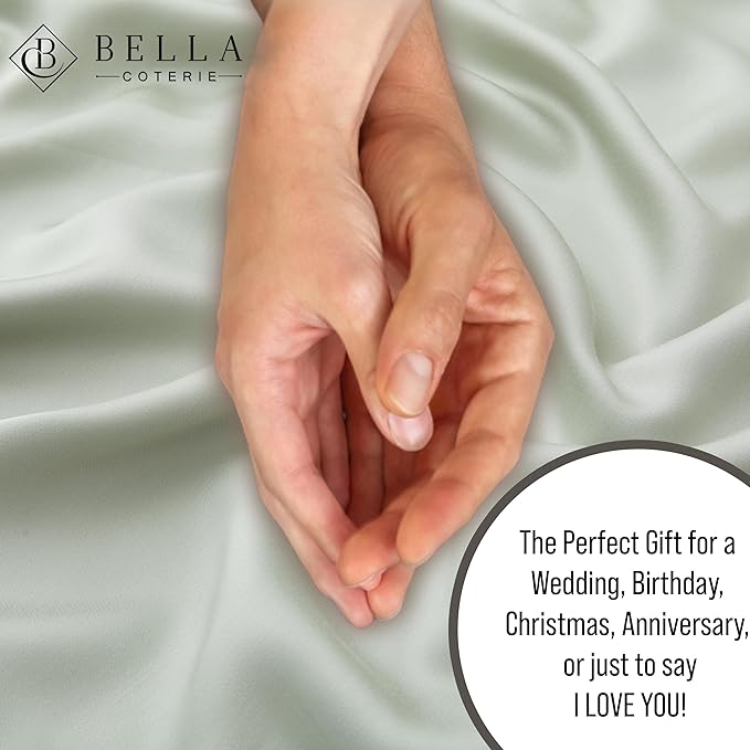 Bella Coterie Luxury Bamboo Viscose California King Size Duvet Cover Set | 100% Organically Grown | Corner Ties | Ultra Soft | Cooling | Two Pillow Shams | 106 x 94 | No Insert [Sea Glass]