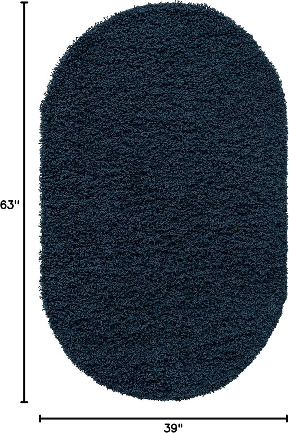 Unique Loom Solid Shag Collection Area Rug (3' 3" x 5' 3" Oval, Sapphire Blue/ Navy Blue)