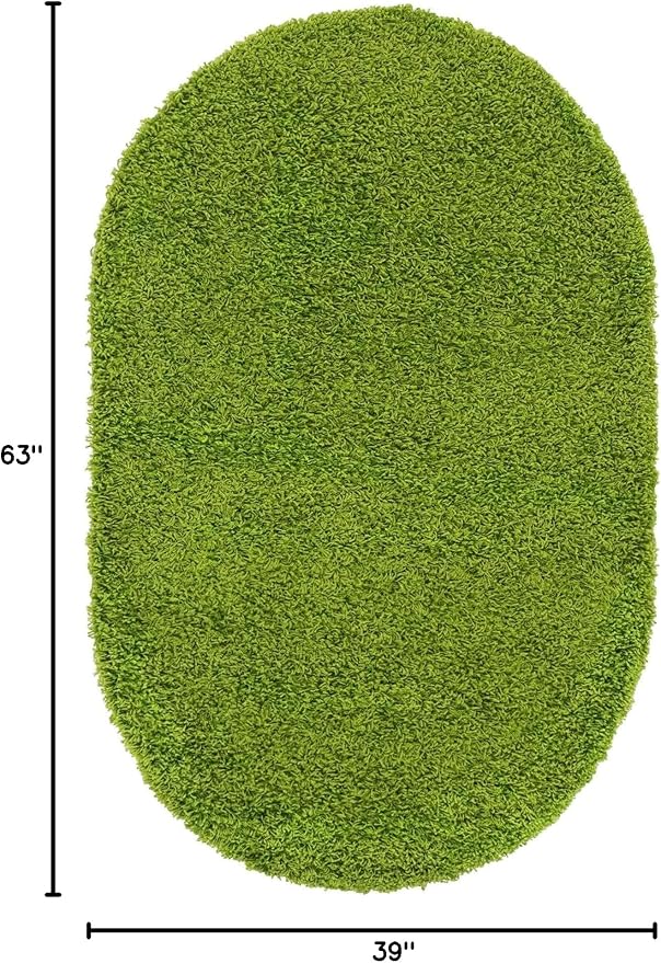 Unique Loom Solid Shag Collection Area Rug (3' 3" x 5' 3" Oval, Grass Green)