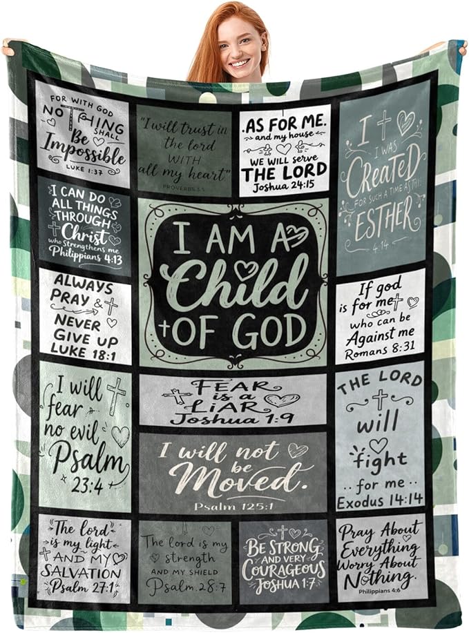Christian Throw Blanket for Couch, Inspirational Gift for Women, Soft Plush Flannel Blanket, 30"x 40" Thoughts and Prayers Blankets for Bedroom Sofa Living Room Christmas Halloween Decoration