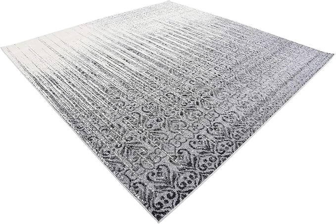 Unique Loom Del Mar Collection Area Rug - Jennifer (7' 10" Square, Gray/ Black)