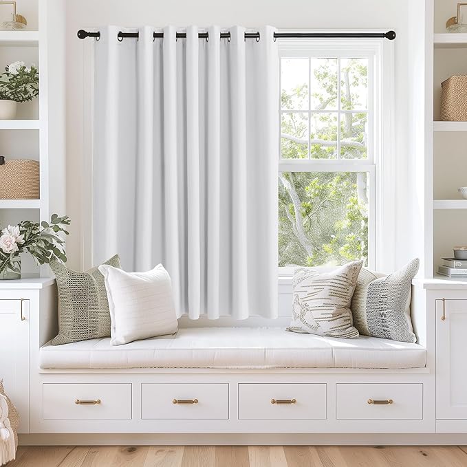 NICETOWN Room Darkening Greyish White Curtain for Bedroom, Grommet Thermal Insulated Room Divider Light Blocking Window Treatment Privacy Drapes, 1 Panel, W100 x L63