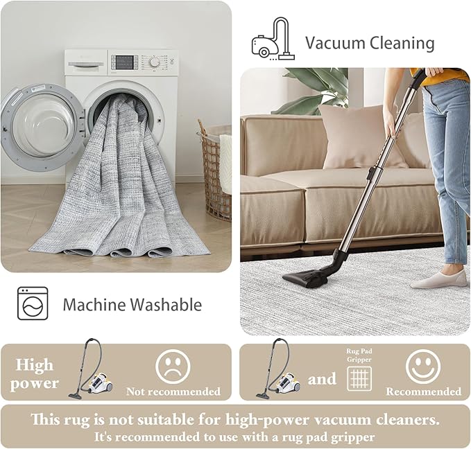 Area Rugs 5x7, Soft Machine Washable Rugs for Living Room Non Silp Vintage Rug Black Carpet for Living Room Dinning Room Farmhouse Bedroom Rug Under Bed Floor | Light Grey