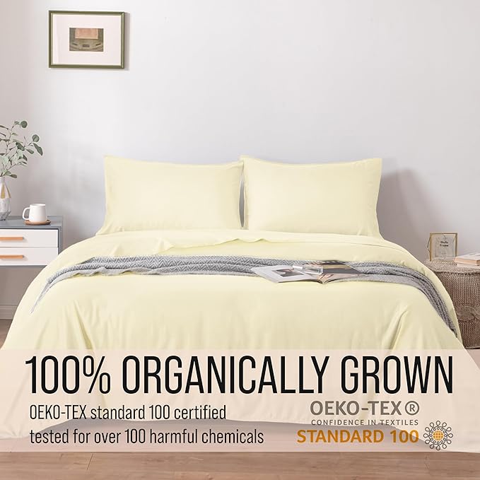 Bella Coterie Luxury Bamboo Viscose Twin XL Size Sheet Set | 100% Organically Grown | Ultra Soft | Cooling for Hot Sleepers | 18" Deep Pocket [Lemonade]