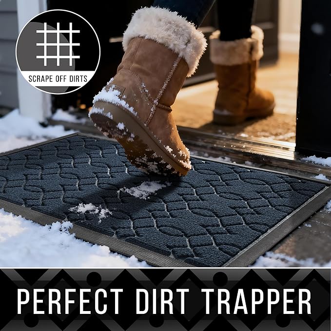Yimobra Extra Large Door Mat 60x36, All-Season Waterproof Doormat Outdoor Entrance, Heavy Duty Non-Slip Outside Door Mat for Garage Patio Proch Entryway Indoor, Easy Clean, Blue