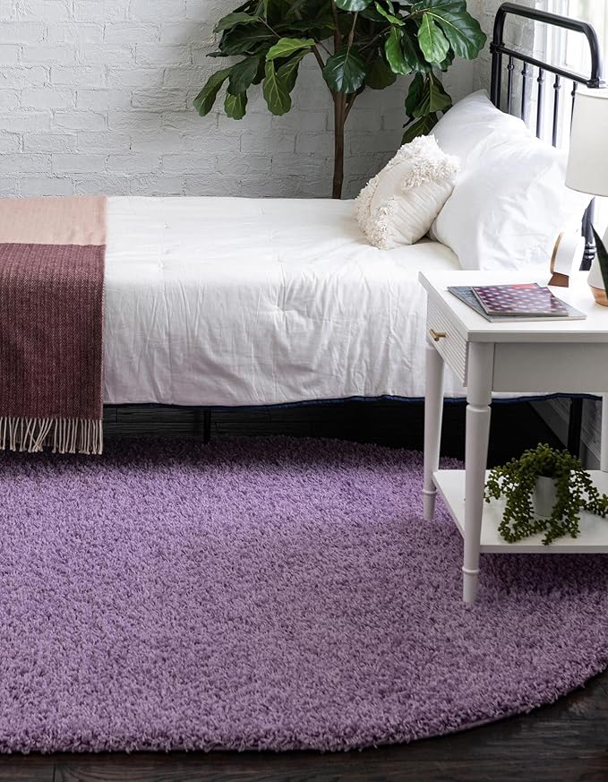 Unique Loom Solid Shag Collection Area Rug (3' 3" x 5' 3" Oval, Lilac)