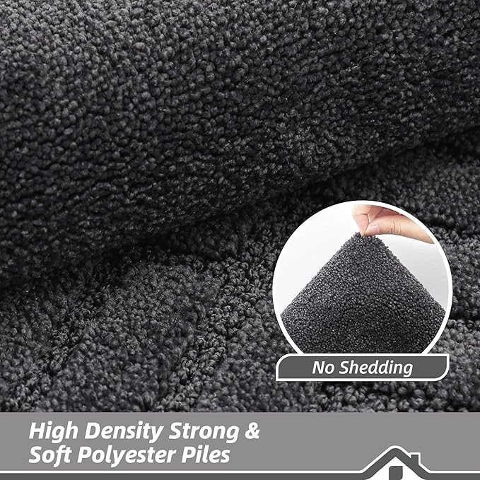 BEQHAUSE Door-Mat-Non-Slip Front Door Mat Washable Low-Profile Entrance Rugs for Front Door Entry Dirt Trapper Door Mats Absorbent Welcome Mats,20"x32",Dark Grey