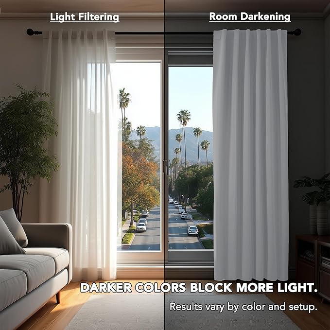 Deconovo Blackout Curtains, Thermal Insulated, W70 x L63 2 Panels, Back Tab, Machine Washable, Room-Darkening Drapes for Bedroom/Living Room Pure White