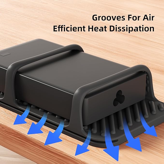ELETIUO Universal Silicone Laptop Charger Holder,Under Desk Power Brick Mount Organizer for Charging Brick & Cables,Flexible Non-Slip Power Bricks Mount,Secure Supply Holder for Laptop Charger,Black