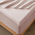 MooMee Fitted Bottom Sheet Only 100% Washed Cotton Linen Like Textured Breathable Durable Soft Comfy Deep Pocket Fits Mattress up to 17" (Greyish Pink, Queen)