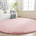 Amazon Basics Fluffy Washable Round Area Rug, Circle Shaggy Carpet for Living Room, Bedroom, Nursery, 8'R, Pink