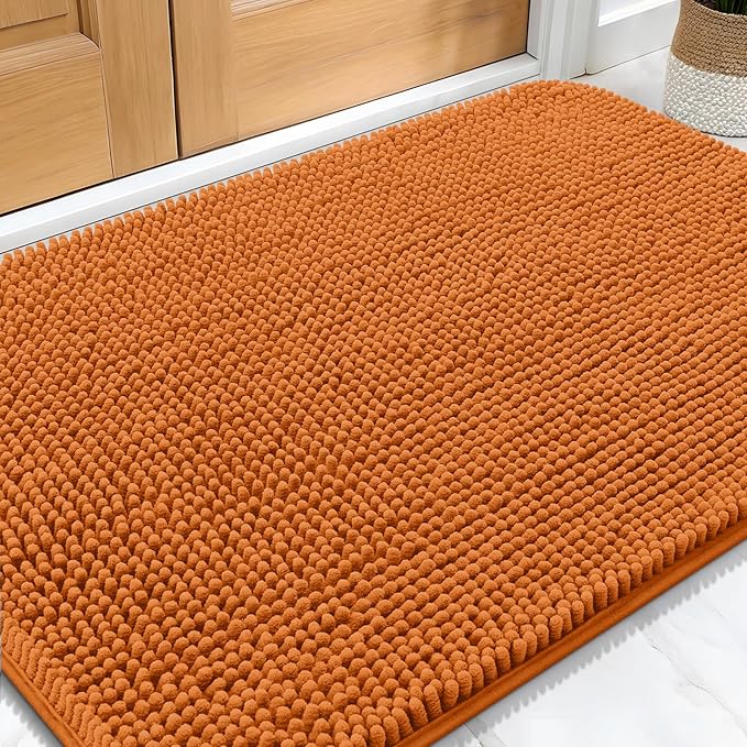 OLANLY Dog Door Mat for Muddy Paws 30x20, Absorbs Moisture and Dirt, Absorbent Non-Slip Washable Doormat, Quick Dry Chenille Mud Mat for Dogs, Entry Indoor Entryway Carpet for Inside Floor, Clay