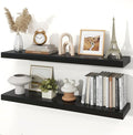 Floating Shelves for Wall, 9.3" Deep Wall Mounted Wood Shelves for Bathroom, Bedroom, Living Room, Kitchen, Hanging Shelf for Books/Storage/Room Decor (Black, 40")