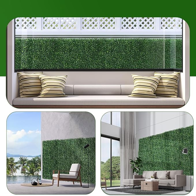 Artificial Ivy Privacy Fence Screen, 40X120 in(34 sqft) UV-Anti Faux Boxwood Roll Panels Greenery Backdrop Vine Leaf Fence Panels for Indoor Outdoor Wall Decor & Ivy Fence Covering Privacy