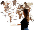 Handmade 3D Wood World Map Wall Art Large Wall Decor Track Your World Travels - Special for Home, Kitchen and Office (Large, Multicolor)