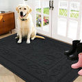 FONEYI Indoor Door Mat, Front Back Door Mat 36" x 59" Non-Slip Rubber Backing Door Rug, Machine Washable Entry Rug, Low Profile Absorbent Dirt Trapper Doormat Inside Floor Mats for Entryway, Black