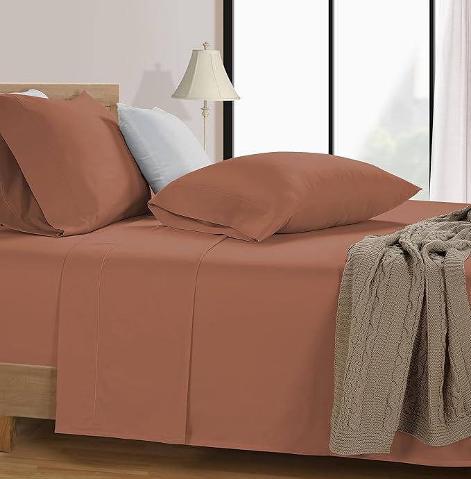 LANE LINEN Split King Sheet Sets for Adjustable Beds - 5 PCs, 600 Thread Count Split King Sheets Set - Sateen King Split Sheets for Adjustable Bed - Split Top King Sheets Set for Bed - Rose Dawn