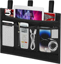 Bedside Caddy Storage Organizer, Hanging Storage Bag Pocket for Bunk/Hospital Beds,College Dorm Organizer for Remotes Phone,College Dorm,Camp,Bed Rails(4 Pockets),Black