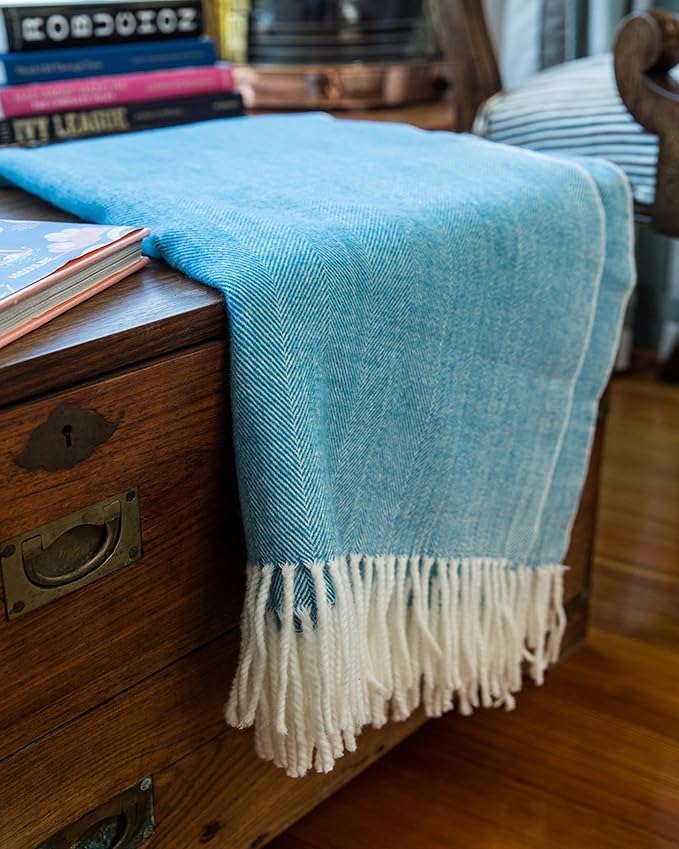 Alashan - Cotton Acrylic Adirondack Herringbone Woven Throw Blanket - Soft Herringbone, Spring Lake