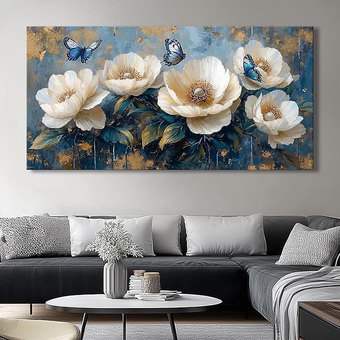 Flowers Canvas Wall Art - Modern landscape Paintings for Living Room, Bedroom Wall Decor, Framed Wall Art for Home or Office Decoration, Large Wall Art 75x150cm(30x60in)