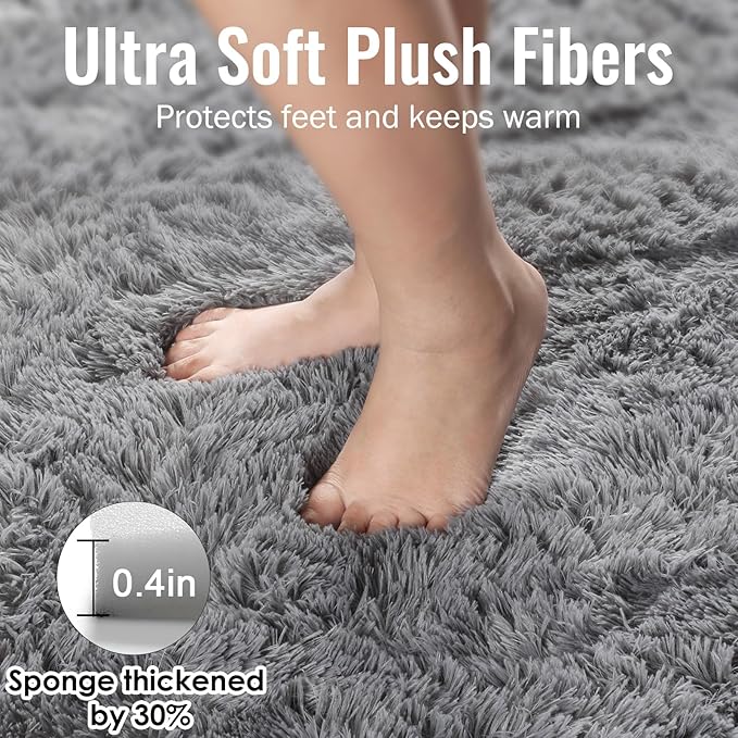 PAGISOFE Plush Washable Area Rugs for Living Room 5x7 Grey, Soft Shaggy Rugs Carpets Fluffy Rugs for Boys Bedroom Kids Room, Shag Plush Rug for Teen Dorm Decor, Kids Home Decor Aesthetic, Nursery