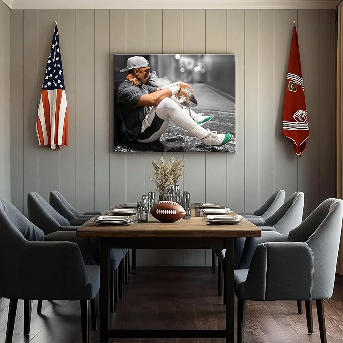 B.B.F MAKE 2025 Super Canvas Bowl Wall Art Champions Eagles Poster Print Philadelphia Hurts Painting Canvas Wall Decor Sports Star Picture Modern Bedroom Living Room Home Decoration, Framed 16x20inch