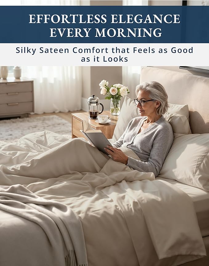 LANE LINEN Luxury 100% Egyptian Cotton Extra Long Twin Sheets for Hospital Bed - 1000 Thread Count, Eoc-Friendly Oeko-Tex Certified No Pill Fade Resistant Machine Washable Cotton Bed Sheet -Taupe