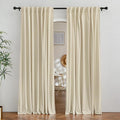 RYB Home Velvet Blackout Curtains - Smooth Plush Privacy Blackout Energy Efficient Window Treatment Luxury Decoration for Living Room, W62 x L84, Light Beige, 2 Pieces