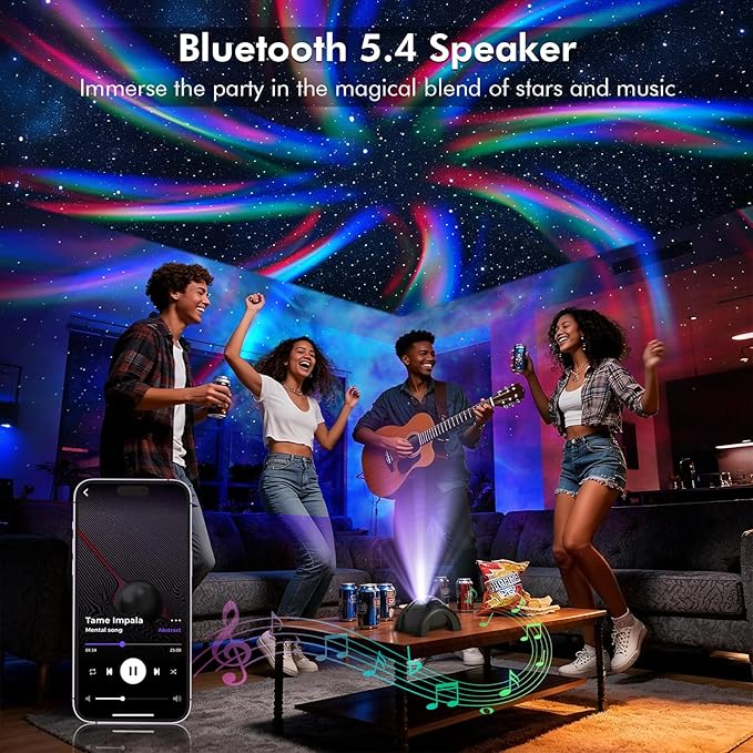 Rossetta Dual Lens Galaxy Projector, Star Projector for Bedroom with Bluetooth Speaker & White Noise, Remote, Timer, Aurora & Nebula Night Light for Kids Room Decor, Party, Gifts for Kids Adults Teen