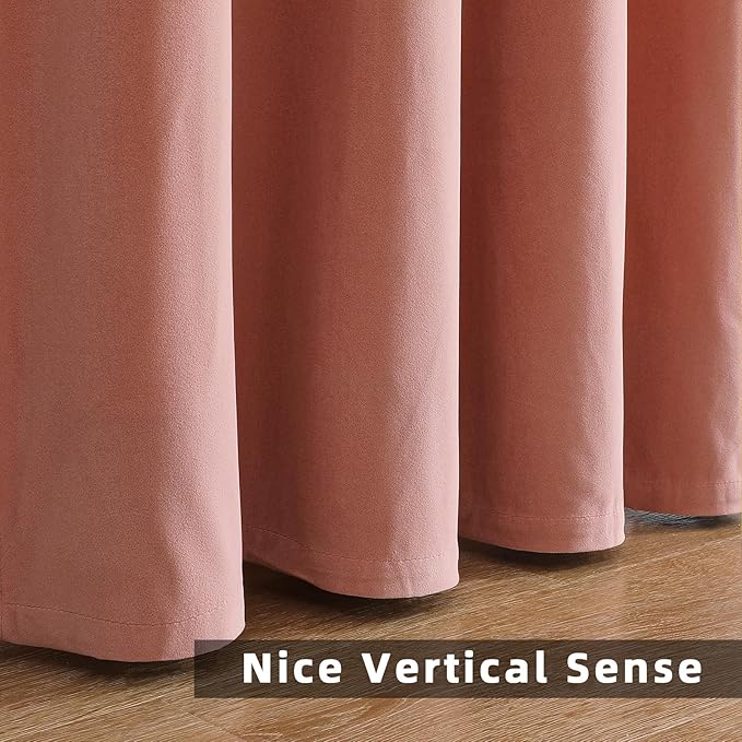 Joydeco Pink Velvet Curtains 84 inch Length 2 Panels, Luxury Blackout Rod Pocket Thermal Insulated Window Curtains, Super Soft Room Darkening Drapes for Living Dining Room Bedroom,W52 x L84 inches
