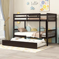 Bellemave Twin Over Twin Bunk Bed with Trundle,Convertible Bunk Beds with Ladder & Safety Guardrails,Twin Size Bunk Beds for Kids Girls Boys,Espresso