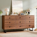 Modern Chest of Drawers with 9 Drawers,Deep Drawers,Clothes Organizer,Large Storage Cabinet for Living Room, Bedroom,Hallway,with Anti-Tipping Device, Walnut.