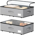 Under Bed Storage with Wheels, No Assemble Required 7.5 inches height Under Bed Storage bins,Large capacity Rolling Underbed Shoe Storage containers，dorm underbed storage drawers