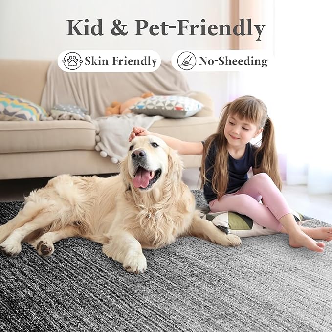Area Rugs 6x9, Machine Washable Rugs for Living Room Floor Non Silp Vintage Rug Black Carpet for Living Room Dinning Room Bedroom Rug Under Bed Home | Black White