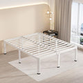 MAF 16 Inch King Size Bed Frame White with Round Corner Legs Mattress Slide Stopper No Box Spring Needed Heavy Duty Metal Platform Bed Frames Under-Bed Storage Space, 3000 LBS Steel Slats Support