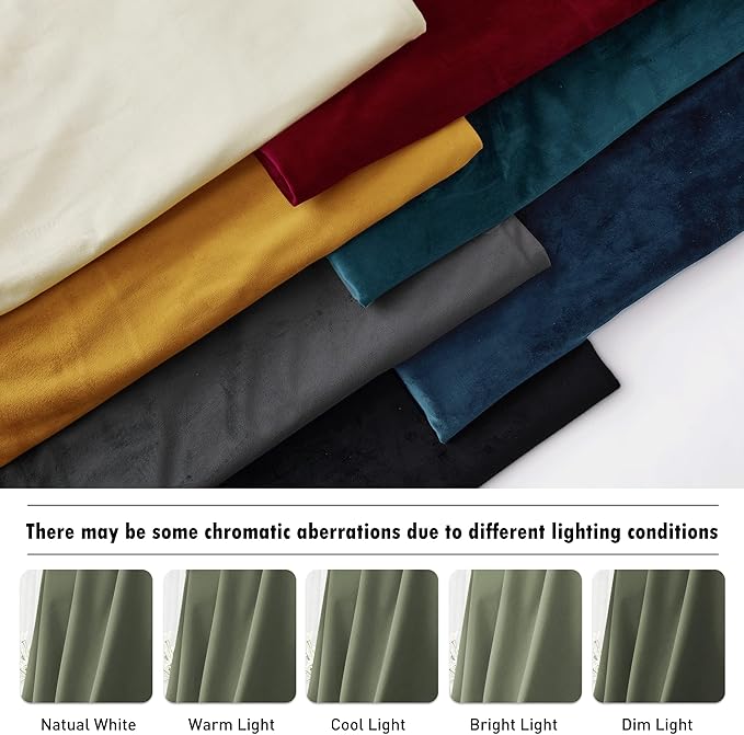 RYB Home Plush Velvet Curtains, Heavy Duty Back Tab Decorative Window Drapes Privacy Room Darkening Covering for Living Room Playroom, Sage Green, W52 x L108 inches, Set of 2 Panels