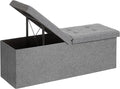 SONGMICS MAZIE Collection - 43 Inches Storage Ottoman, Foldable Storage Bench with Flipping Lid, 660 lb Load Capacity, for Entryway, Living Room, Bedroom, Light Gray ULSF71G