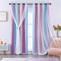 XiDi Curtains for Bedroom Decor, Rainbow Pink Purple/62/63