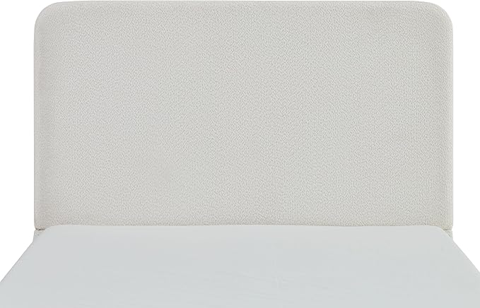 Queen Size Upholstered Bed Frame, 52" High Headboard Wingback Bedframes, Canter Tall Headboard Floor Platform Beds, No Box Spring Needed No Noise/Easy Assembly/Minimalist, Pearl White Chenille