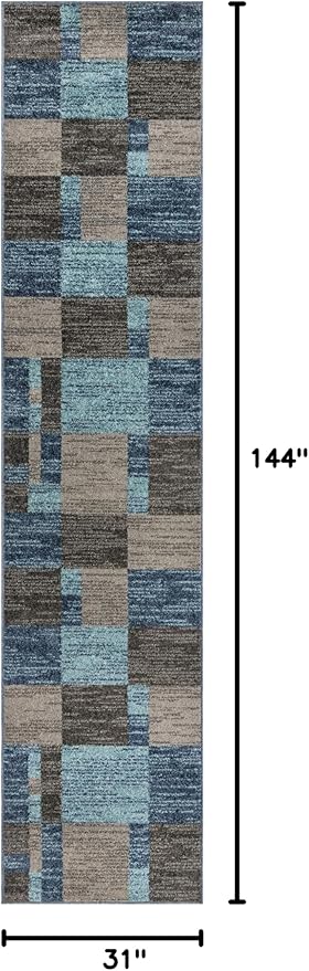 Unique Loom Autumn Collection Area Rug - Providence (2' 7" x 12' Runner, Blue Gray/ Light Brown)