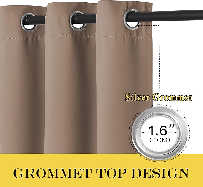 NICETOWN Blackout Drapery Curtain Panel - Window Treatment Thermal Insulated Solid Grommet Blackout Drape for Bedroom (1 Panel, 52 by 45 inches, Cappuccino)