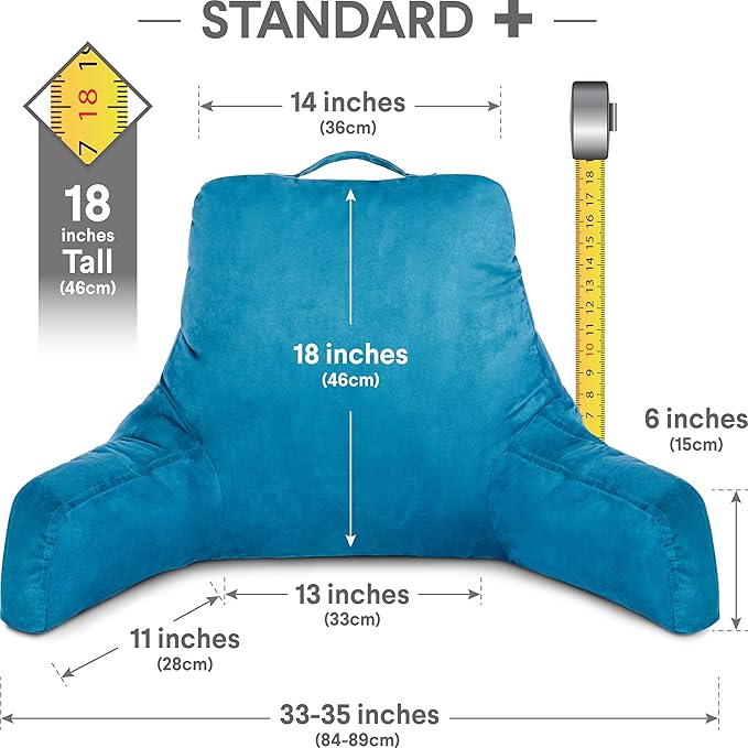 Husband Pillow Aspen Rodeo Blue, Reading Pillow Bed Rest Chair, Two-Sided Reversible Fabric, Large Lounge Cushion Adult Backrest with Arms, Comfy Back Support for Sit Sitting Up, Wash/Remove Cover