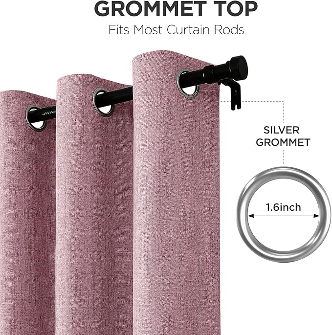 Joydeco Blackout Curtains 84 Inches Long 2 Panels Burg, Room Darkening Curtains for Bedroom, 100% Black Out Textured Thermal Drapes Privacy Protection 2 Panels Set(W52 x L84 Inch, Pink)