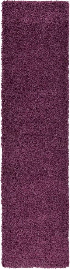 Unique Loom Solid Shag Collection Area Rug (2' 7" x 10' Runner, Eggplant Purple)