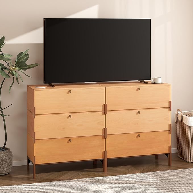 Stackable 3 Drawers Dresser, Customizable Chest of Drawers for Bedroom, Living Room, Closet, Easy Assembly Wood Furnitures Cabinet, 30 inch Width Beech and Basswood Color Combo