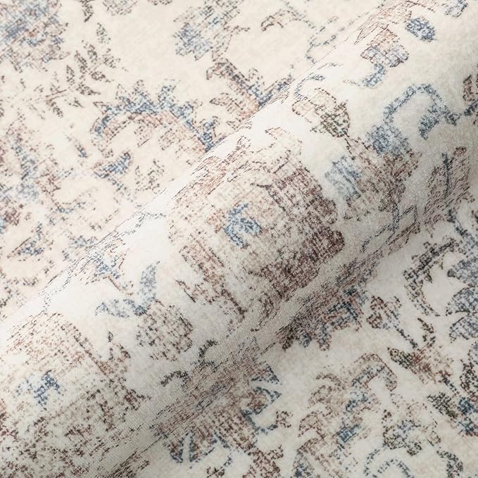 Taupe Runner Rug 2x12 Hallway Machine Washable Kitchen Vintage Distressed Non Slip Long Carpet Indoor Retro Floral Bedroom Accent Throw Rug for Bathroom Office Laundry Dining Living Room