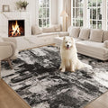 Area Rugs 8x10, Modern Abstract Machine Washable Rugs for Living Room Thin Carpet Indoor Floor Non-Shedding Carpets for Bedroom Dining Room Farmhouse Home Office | Black White