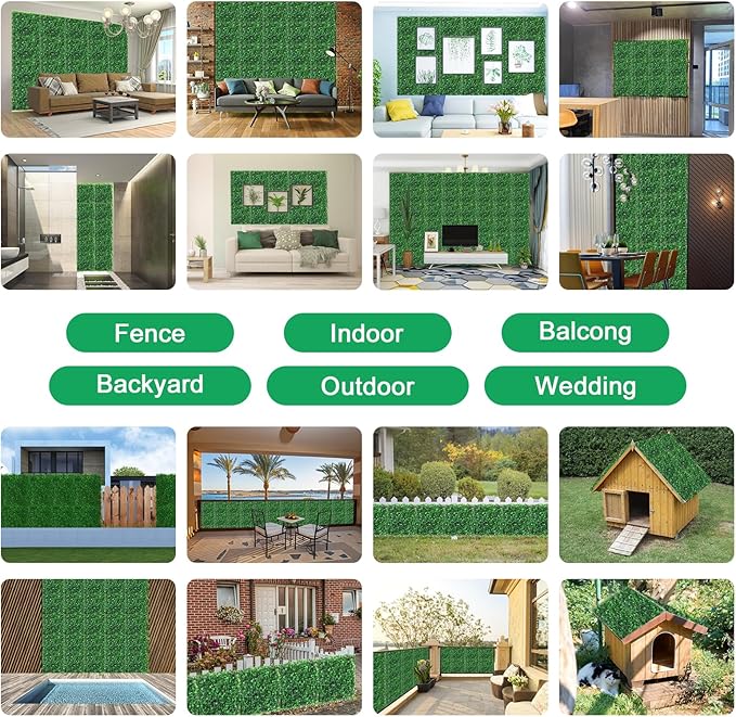 ZHZCJB 10 X 10 in Artificial Grass Wall Panel Backdrop,UV-Anti Greenery Boxwood PanelsEquipped with Double Sided Adhesive Tape, for Indoor Outdoor Grass Wall Backdrop