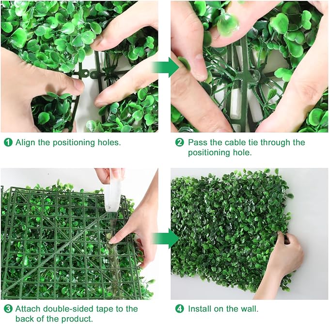 ZHZCJB 10 X 10 in Artificial Grass Wall Panel Backdrop,UV-Anti Greenery Boxwood PanelsEquipped with Double Sided Adhesive Tape, for Indoor Outdoor Grass Wall Backdrop