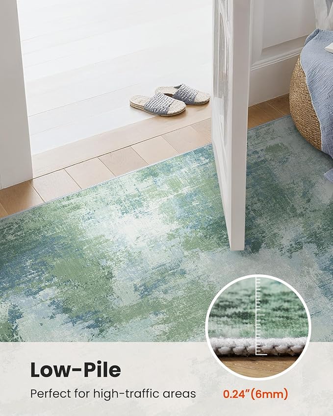 AMADA HOMEFURNISHING 8x10 Area Rugs for Living Room, Modern Abstract Washable Rug with Non-Slip Backing & Low Pile, Large Rug with Abstract Pattern for Bedroom, Dinning Room, Home Office, Green